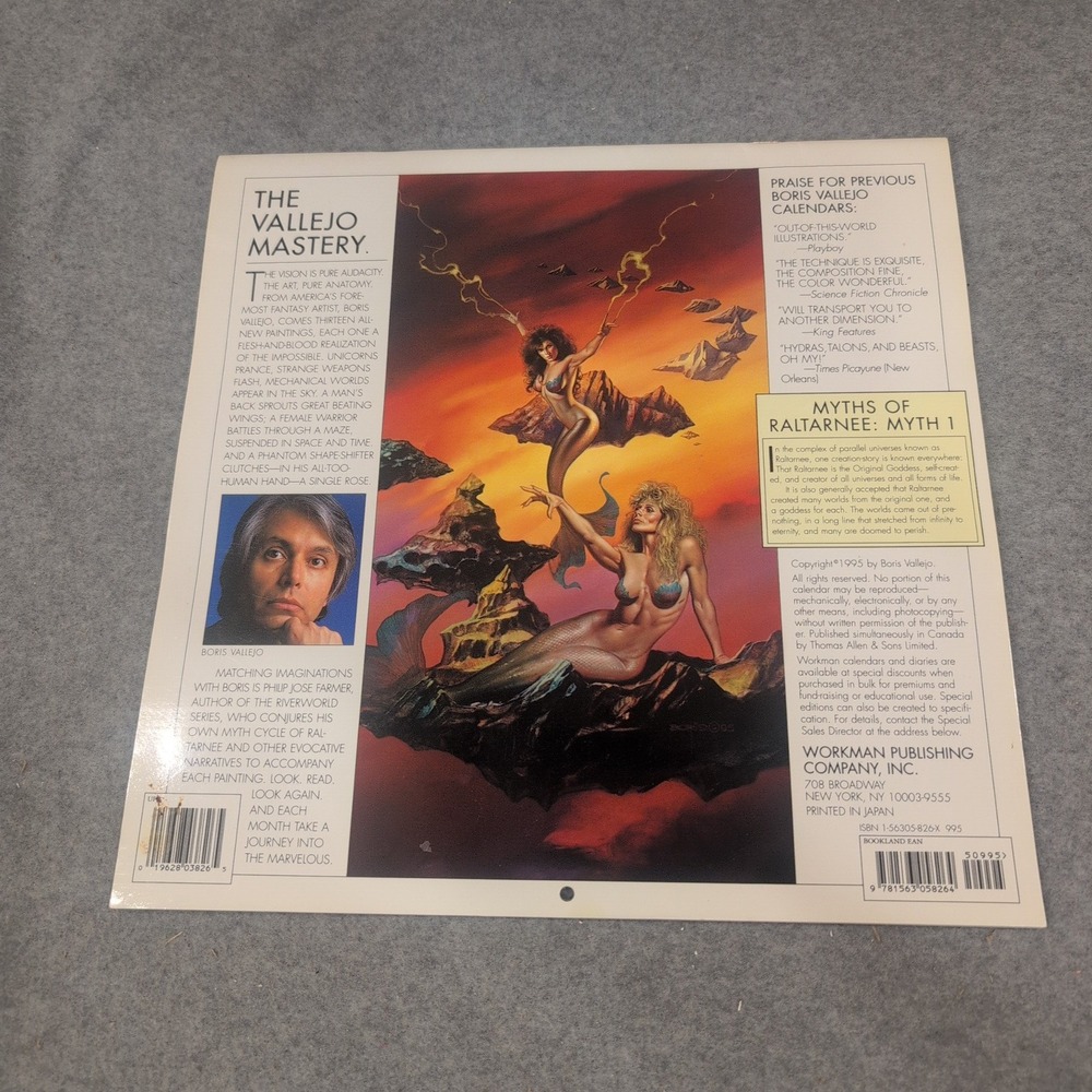 Boris Vallejo 1996 Fantasy Calendar Philip Jose Farmer Workman Publishing VG - Picture 3 of 3
